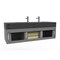 Castello Usa Nile 60" Wall Mounted Gray Vanity With Black Top And Gold Handles CB-MC-60G-GLD-2053-BL - alternate 5